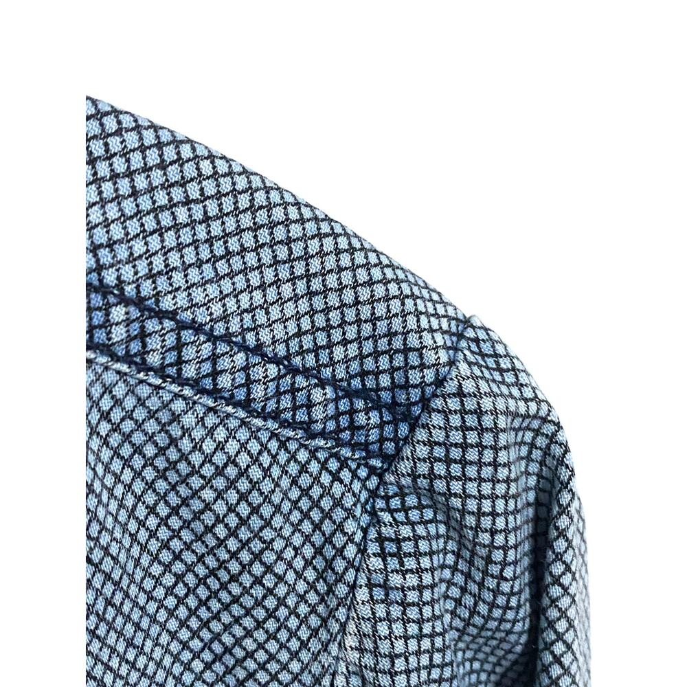 Liverpool Blue Chambray Fitted Button Down Shirt Women S Geometric Flowy Classic - Picture 4 of 8